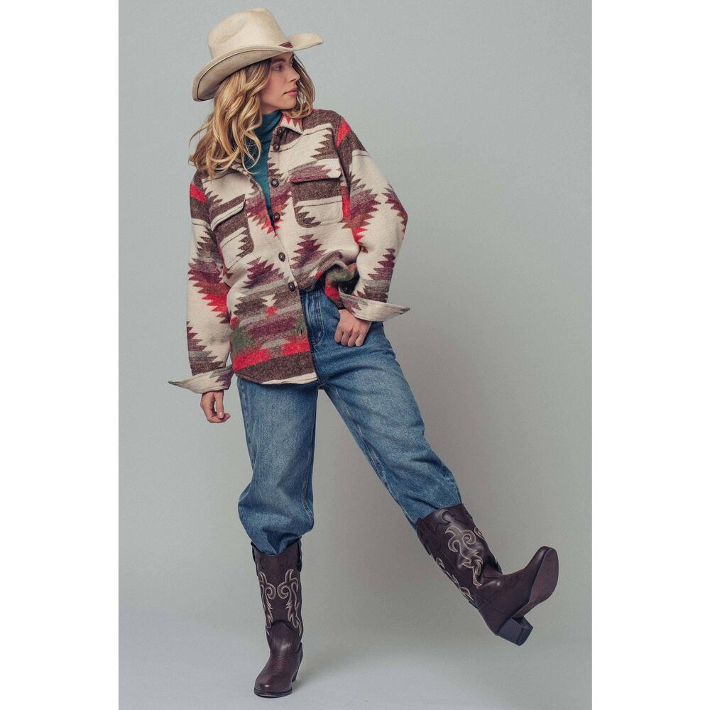 Urban Daizy Aztec Print Jacket - Western-Inspired, Relaxed Fit - Picture 6 of 8